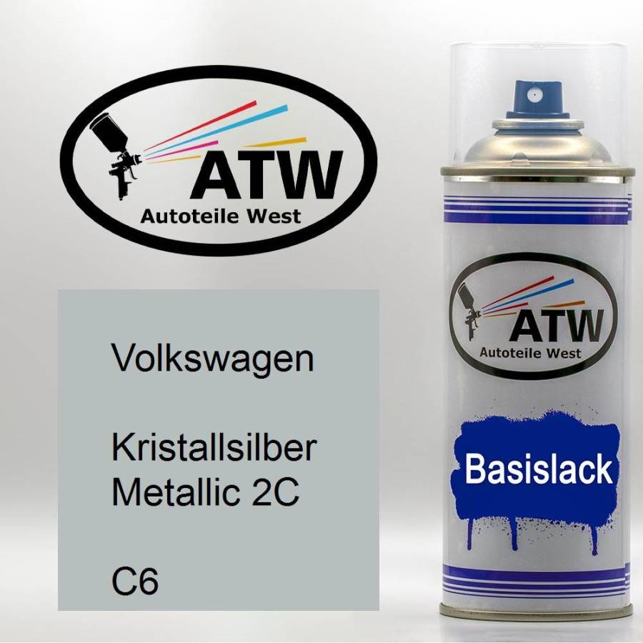 Volkswagen, Kristallsilber Metallic 2C, C6: 400ml Sprühdose, von ATW Autoteile West.